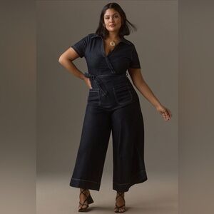 Anthropologie Black Wide Leg Jumpsuit